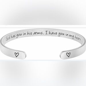Memorial Silver Engraved Cuff Bracelet